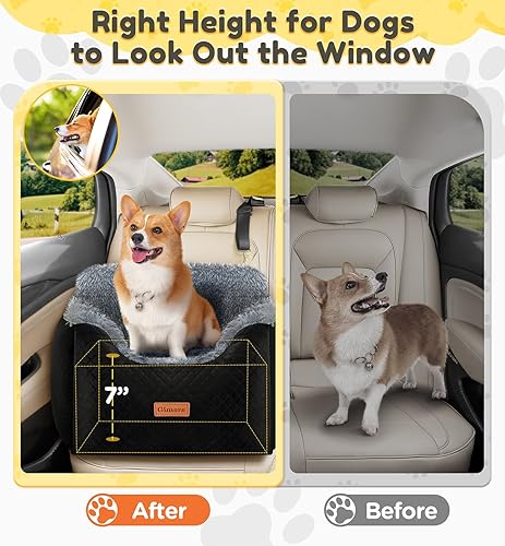 Miniatura 3 de Gimars Asiento de automóvil resistente de espuma gruesa para perros pequeños con correa de clip ajustable de seguridad, desmontable, lavable,