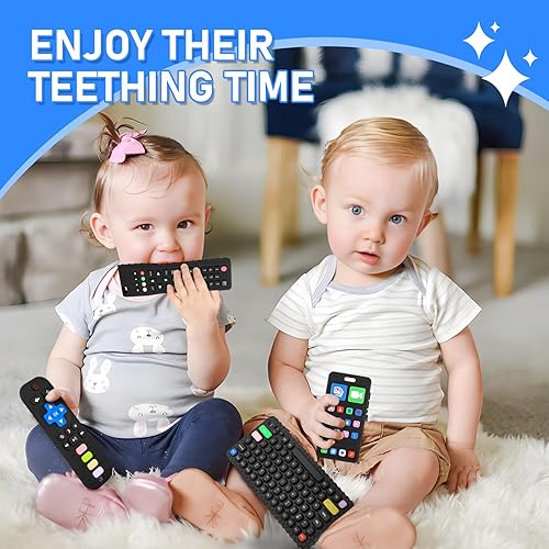 Miniatura 5 de Juguete de dentición para bebé de 3, 6, 12, 18 meses, control remoto realista y teléfono móvil juguete mordedor para bebé, juguetes para masticar