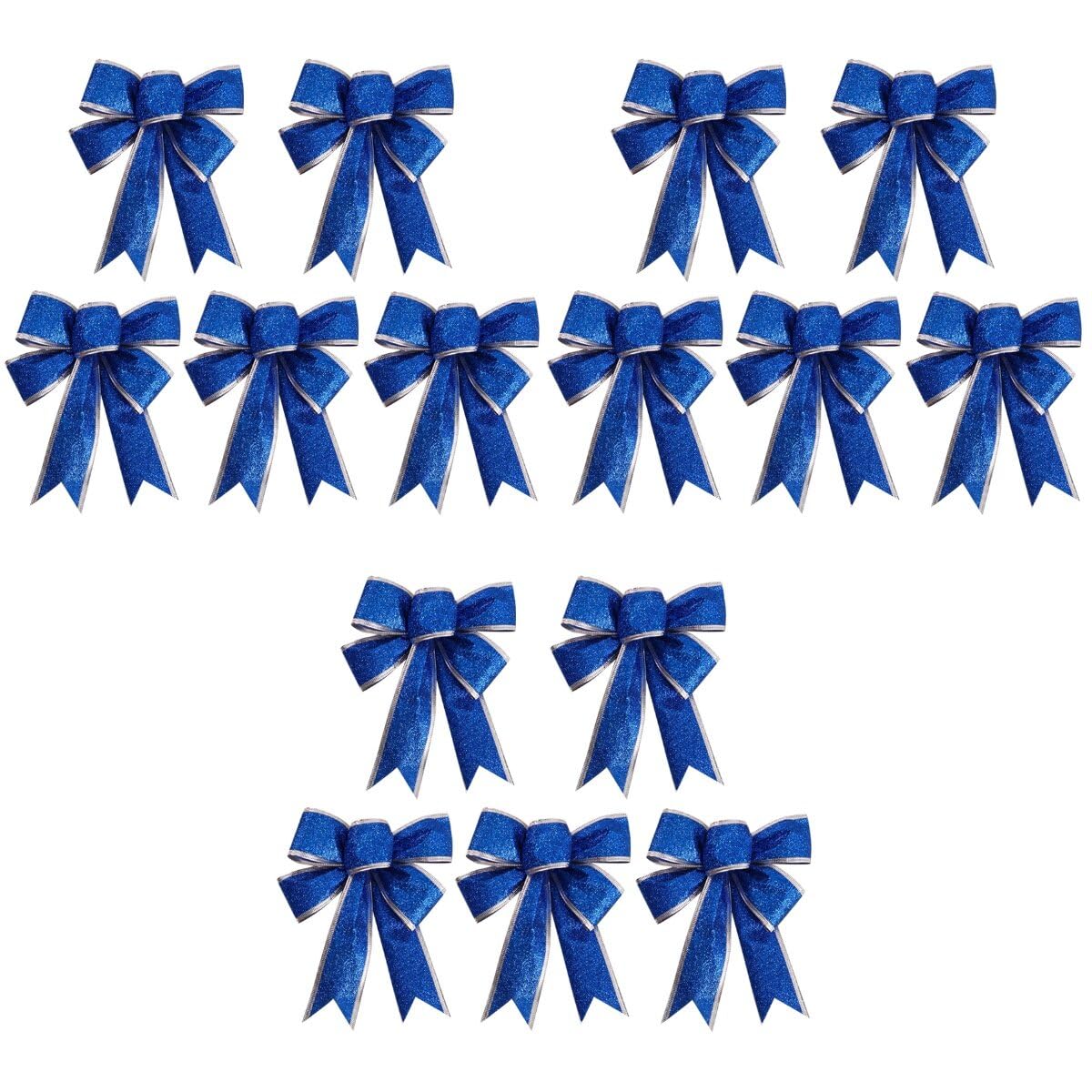 Ciieeo 15stücke Glitzernde Weihnachtsbänder Bogen Knotenschleifen Für Weihnachtsbaum Und Blau Zur Dekoration Von Türen Wänden Und Tischen