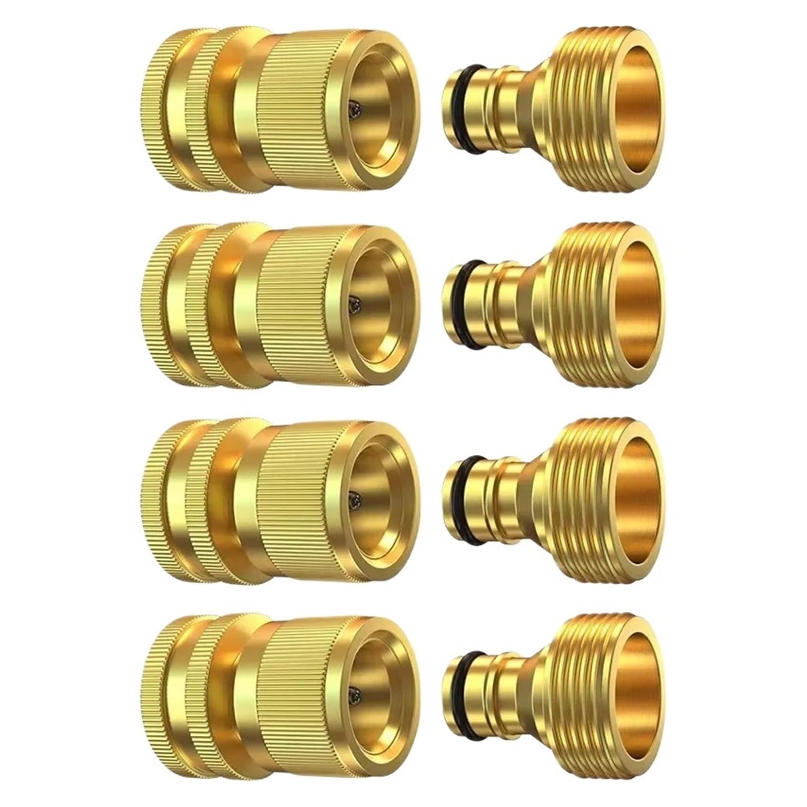 Conector de liberación de accesorios de conexión de manguera de agua de alta resistencia de latón, apto for mangueras de jardinería de 3/4"(4 Set (EU Standard))