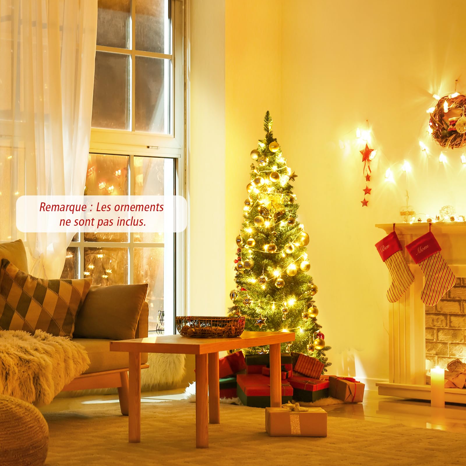 GYMAX Sapin de Noël 180cm Slim Artificiel, 400 Branches en PVC, Support Métallique Pliable, Sapin Mince Gain de Place pour Maison, Magasin, Bureau