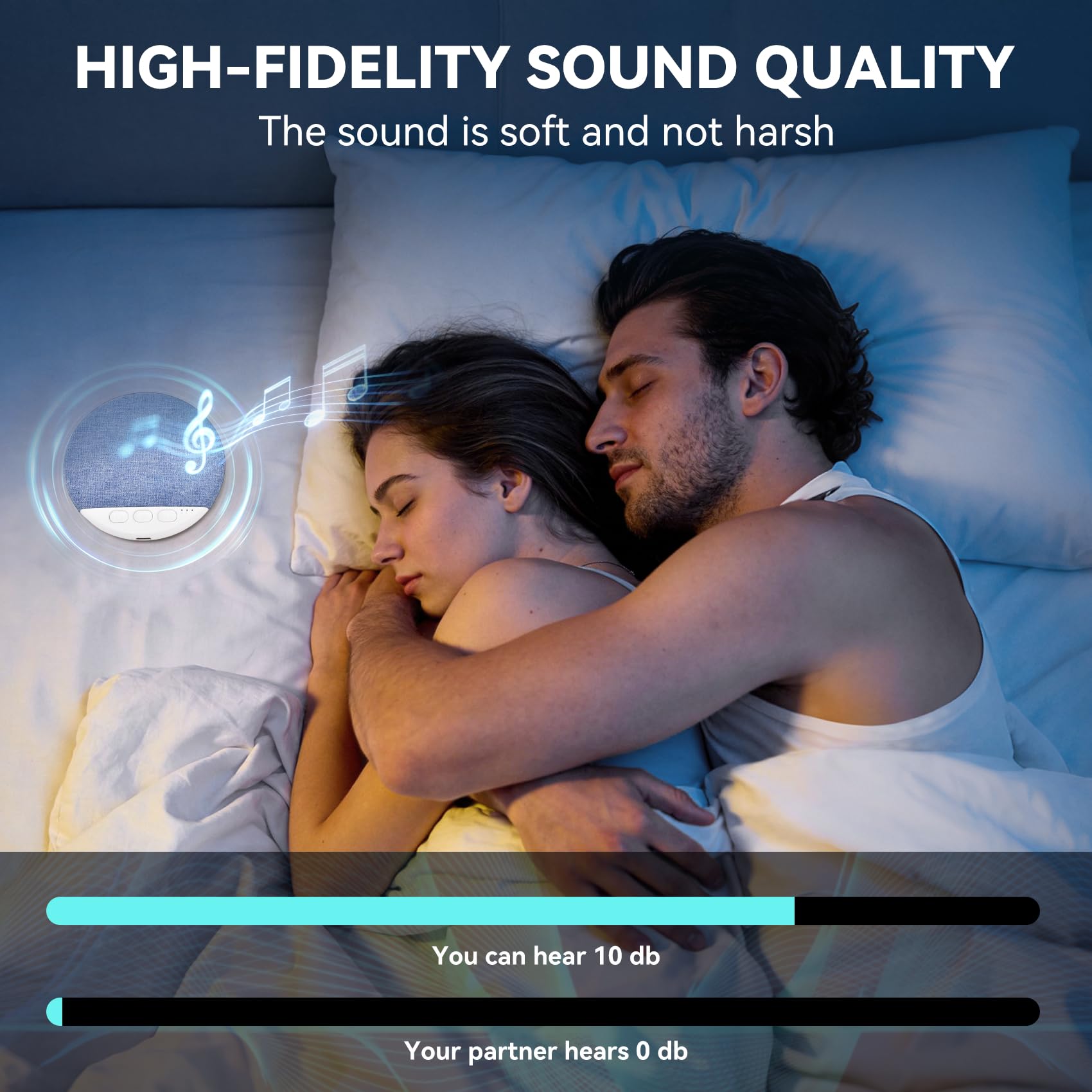 DAOUZL Altavoz de Almohada Bluetooth, Ayuda Inalámbrica para Dormir con Ruido Blanco y Temporizador, Conducciones óseas Debajo de la Almohada para Dormitorio, Hotel — view 3