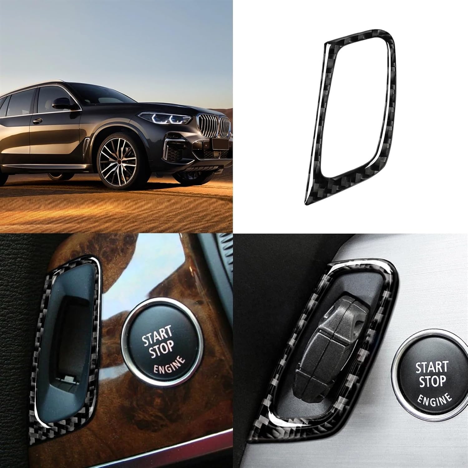 Car Key Frame Panel Cover Trim Carbon Fiber Sticker Decal for bmws X5 E70 X6 E71 2007-2014 Accessories(RHD)