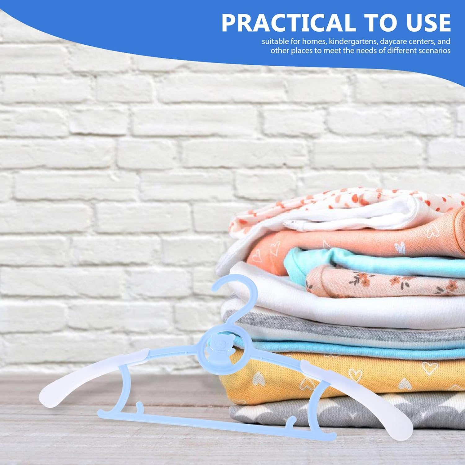 5pcs Adjustable Small Size Plastic Hangers for Nursery Closet Organizer, and Coat Hangers with Space-Saving Design, Blue