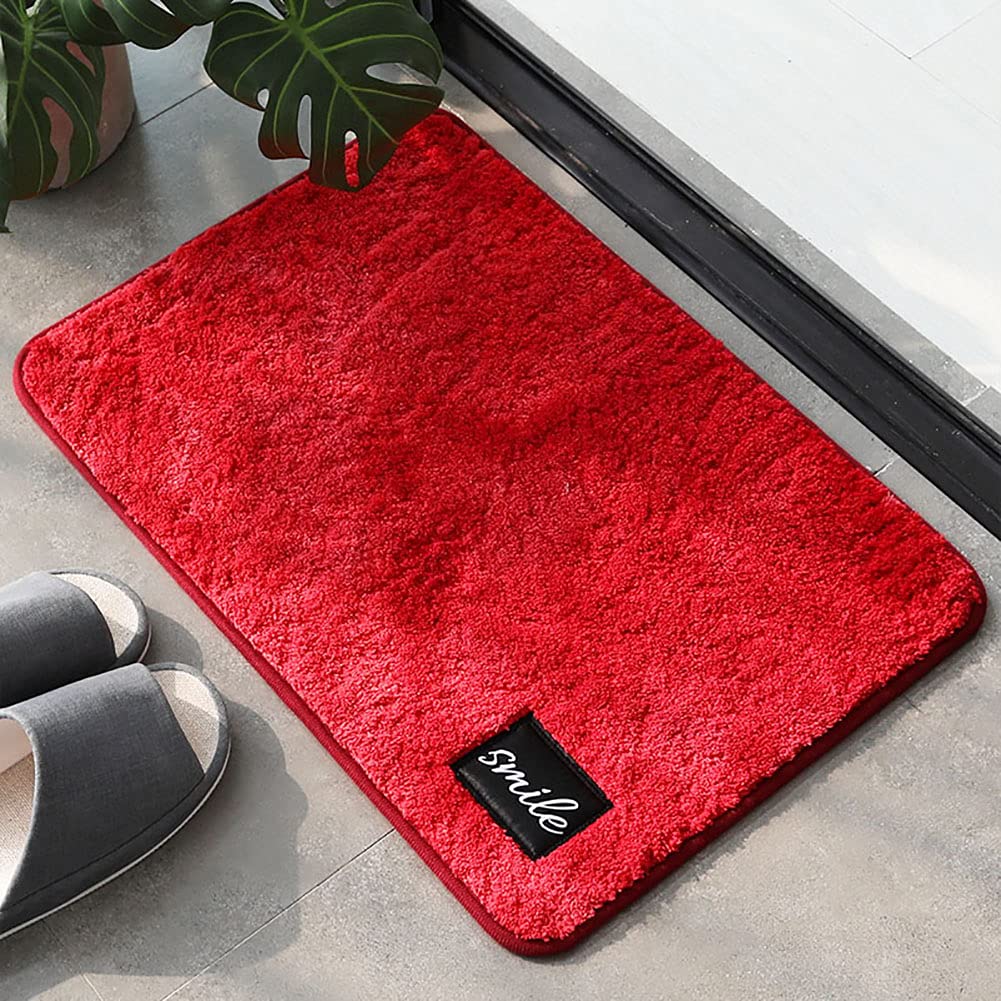 Tapis de salle de bain absorbant d'eau lavable rouge 50x80 cm
