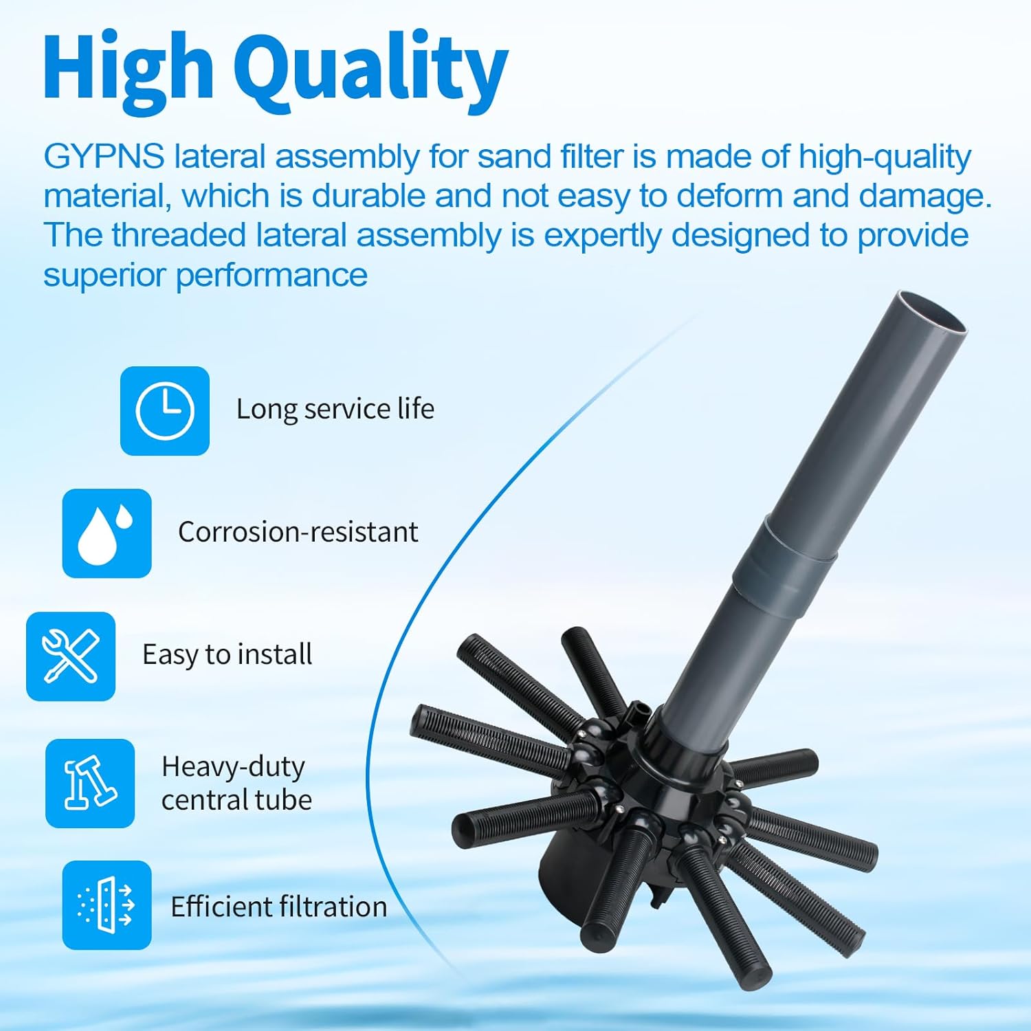 SX164DA Lateral Assembly with Center Pipe Compatible with Hayward Pro Series Sand Filter S140T, S144T, S164T, S166T, Also Fits for Hayward Dyna-skim and Auto-skim Skimmer Sp1091es, Sp10852om, Sp10841r