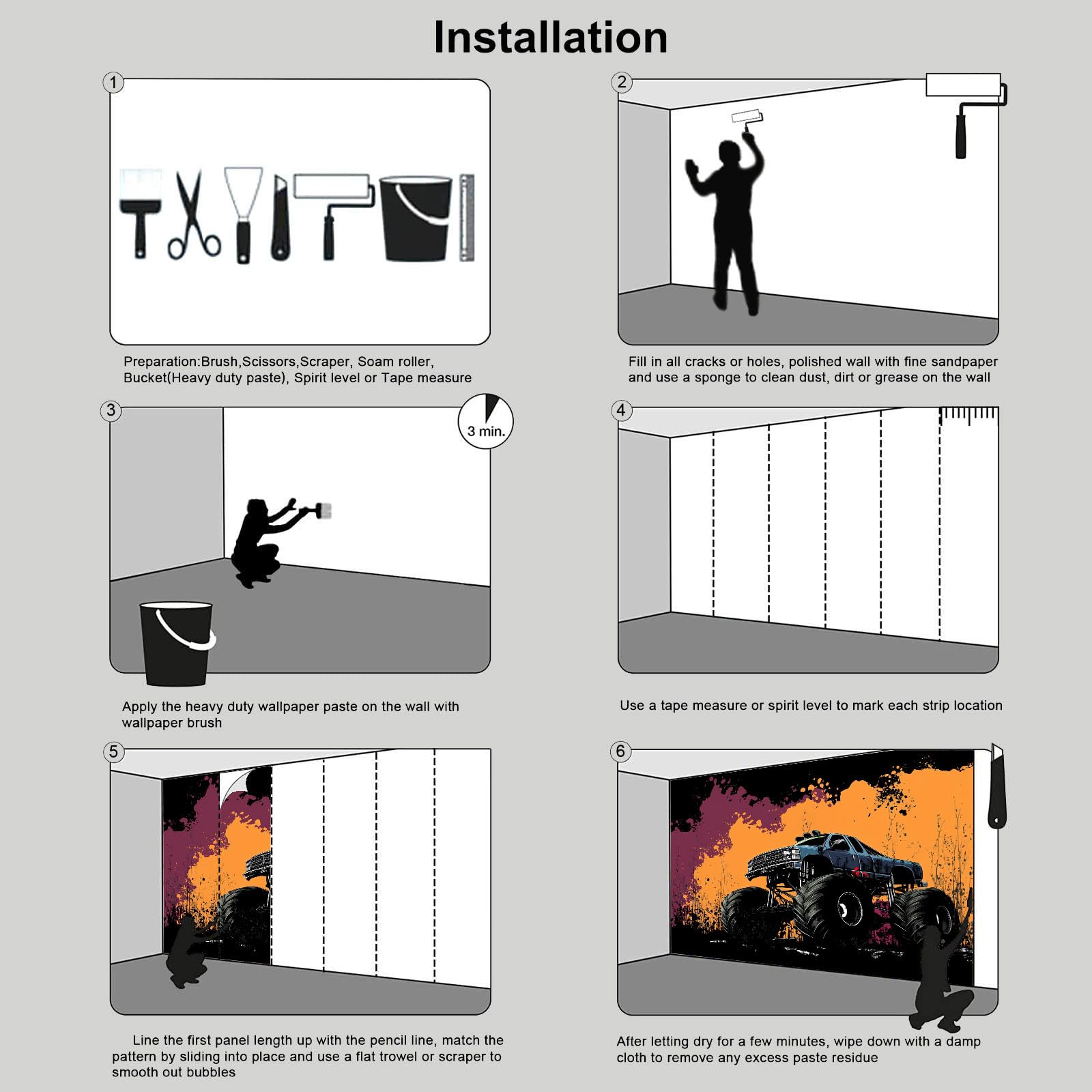 Carta da Parati Panoramica Camion Hip Hop Astratto Graffiti Foto Wallpaper Poster Gigante Design 300×210cm Murale Decor della Parete Soggiorno Camera da Letto Carta da Parati