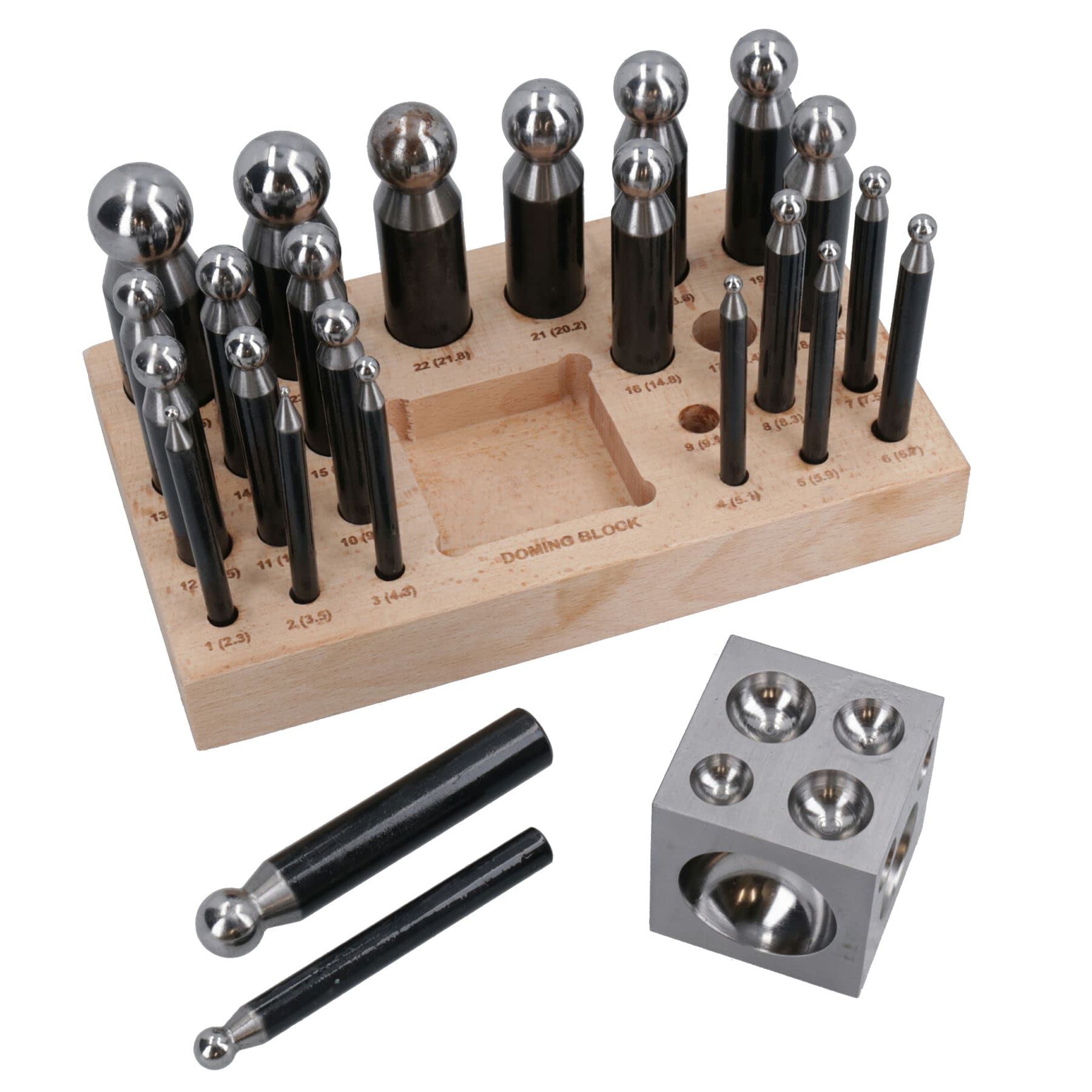 Kit de poinçons et bloc à emboutir en acier pour bijoux AB Tools 25 pièces