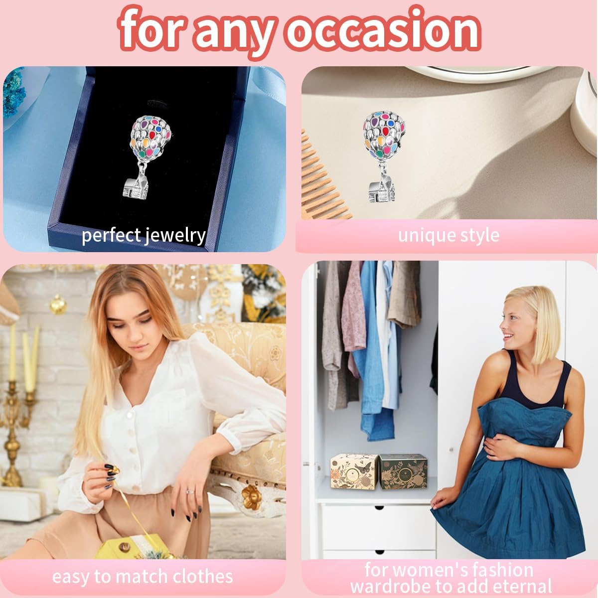 S925 sterling silver Astronaut Flower Little Animal Family Tree Heart Charm DIY beads are suitable for Pandora's charming beads - Image 6