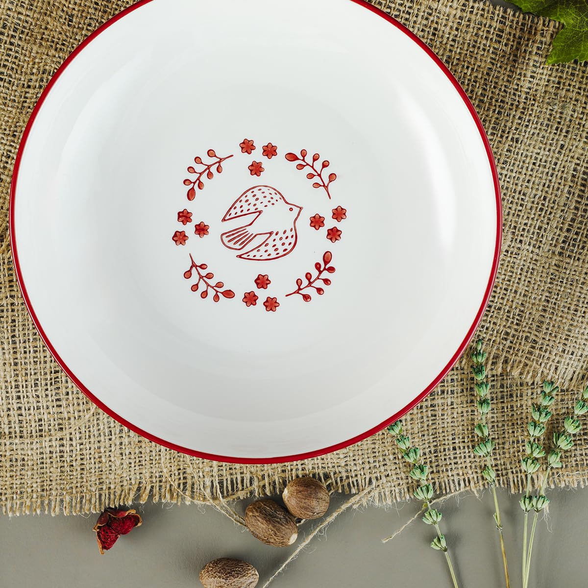 Aryıldız Red Bird Yemek Tabağı Renkli Porselen 20 cm