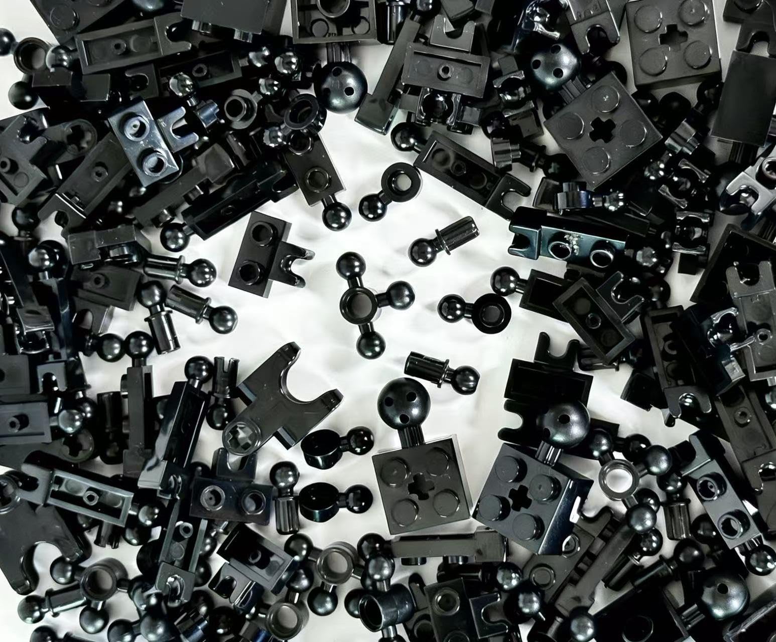 100 piezas de placa de rótula negra de construcción clásica a granel, 8 tamaños de juntas de bola y zócalo, compatible con piezas y piezas Lego (negro)