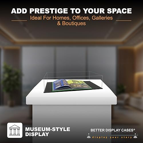 Vista 217 de Better Display Cases Versátil vitrina de acrílico transparente - Caja rectangular grande con base blanca 18" x 12" x 3" (BK09)