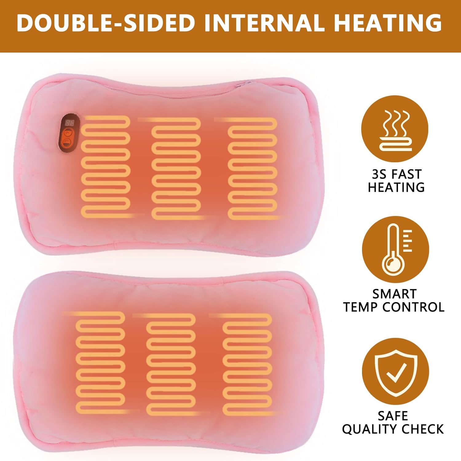 Hand Warmers Rechargeable, Electric Heated Gloves with Rechargeable Batteries 3 Levels 7.6V Fast Heating Handwarmer Pouch for Women Men Kids Winter Hiking Camping Hunting Skiing Outdoor Sports Working
