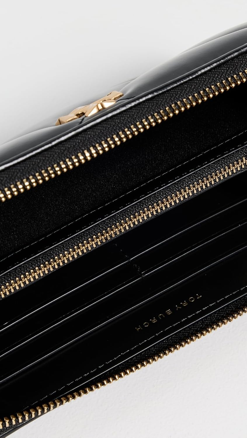 Tory Burch Women's Kira Diamond Quilt Zip Continental Wallet, Black, One Size - Image 5