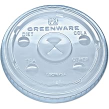 Fabri-Kal Greenware Cold Drink Lids, Fits 16 Oz, 18 Oz, 24 Oz Cups, X-Slot, Clear, 1,000/carton