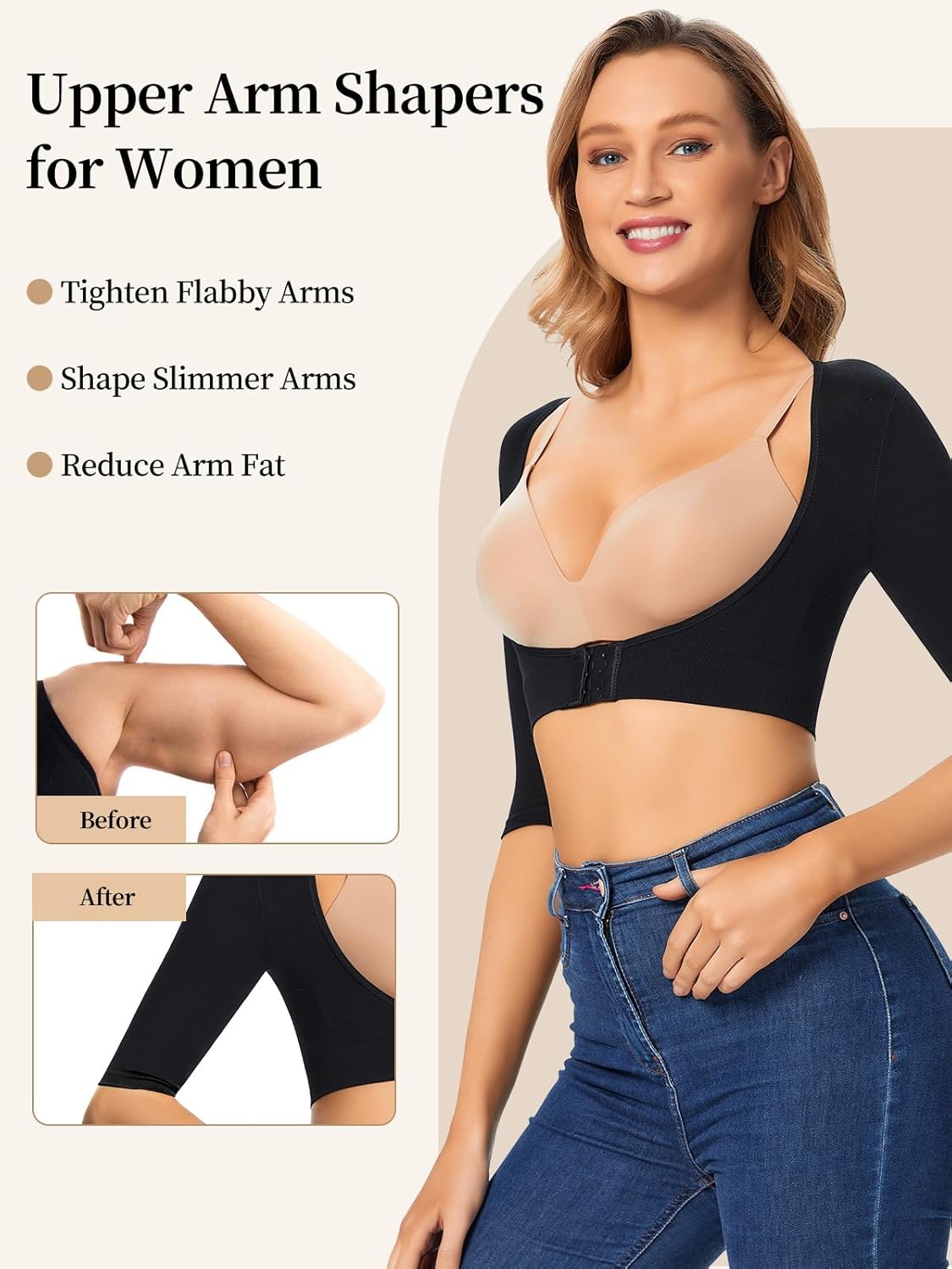 JOYSHAPER Upper Arm Shapers for Women Compression Sleeves Post Surgery Shapewear Tops Posture Corrector Arm Slimmer Vest - Image 2