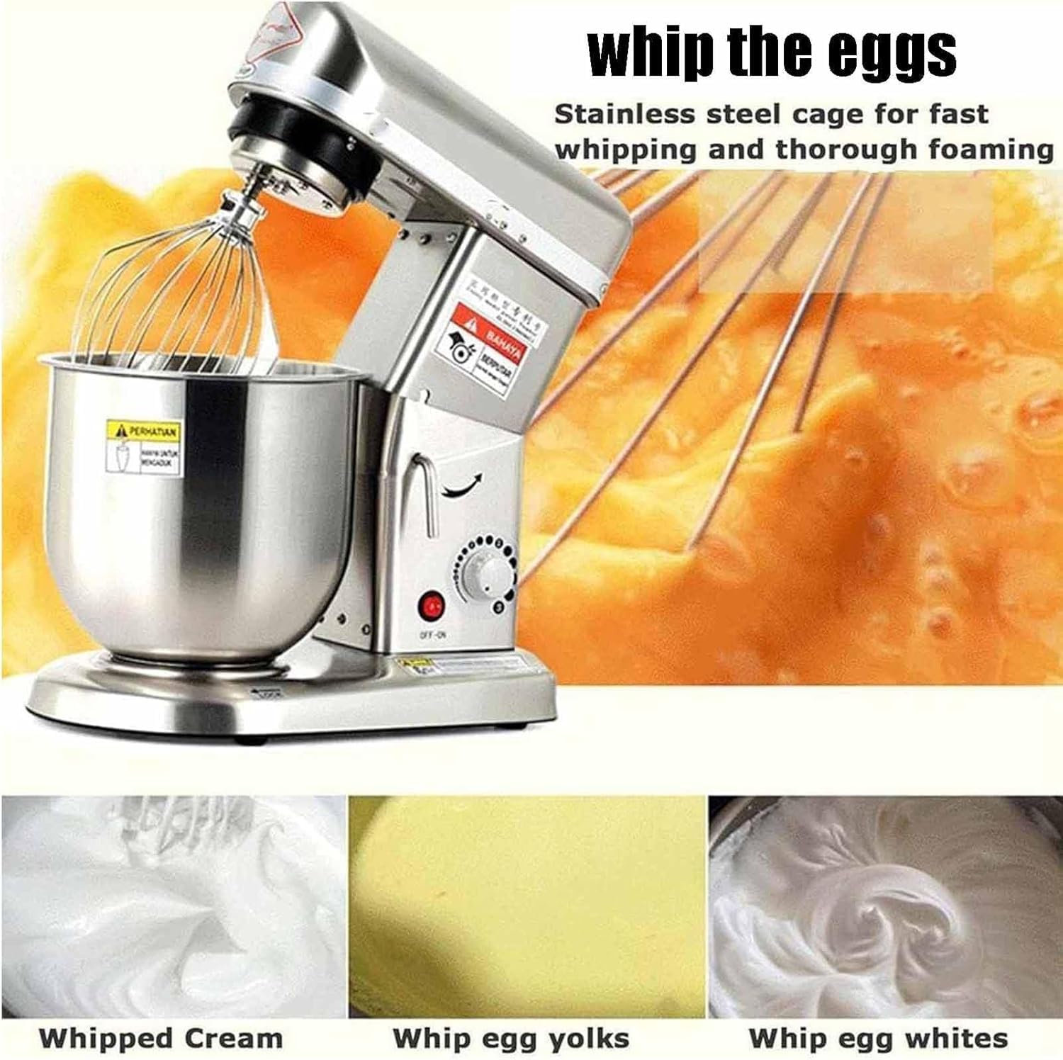 Robot da Cucina 3 in 1 da 500 W, Impastatrice Professionale per Uso Intensivo con Frusta A K, Gancio Impastatore E Frusta A Filo, Silenziosa Impastatrice Commerciale da Silver 5L
