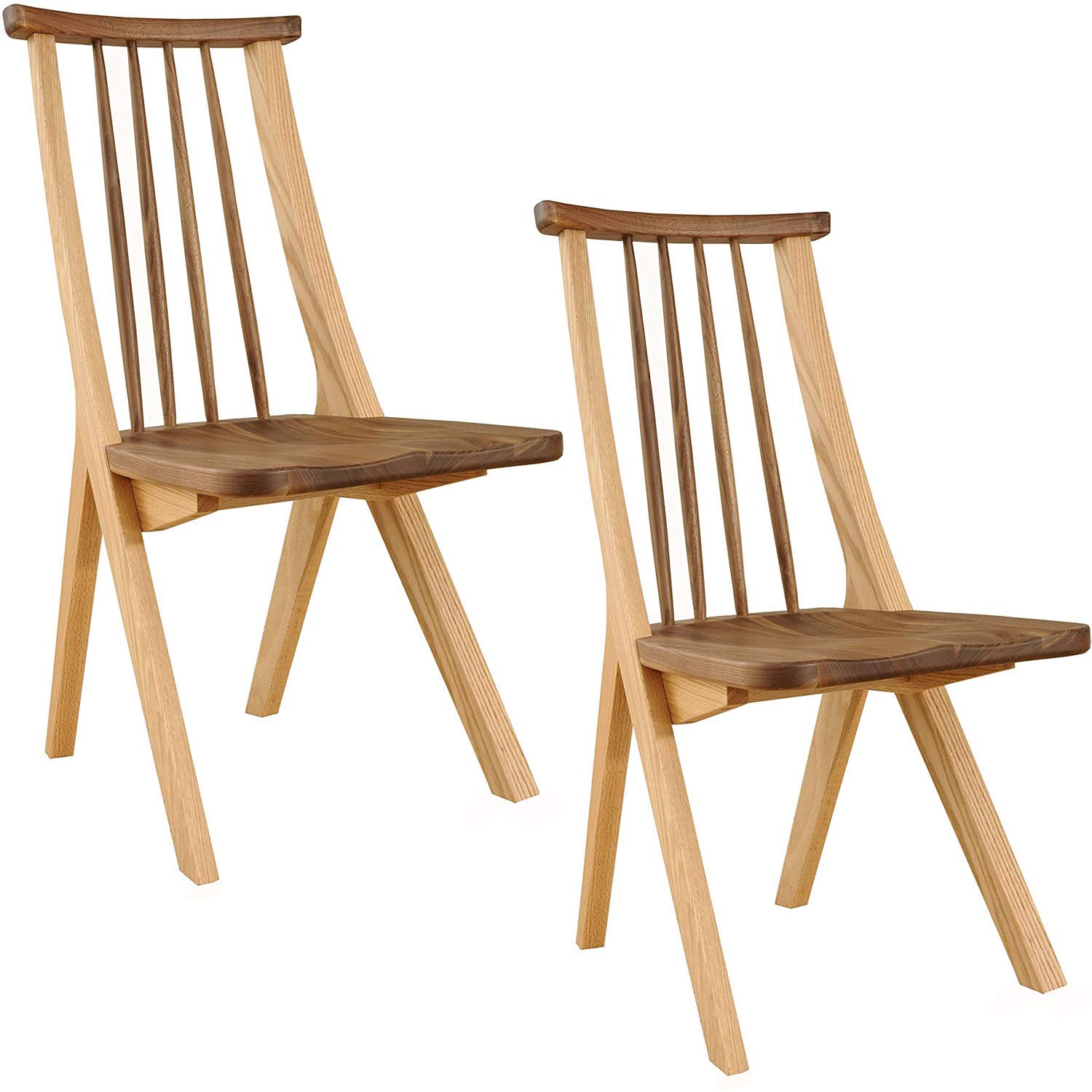 展示品■筑波産商■飛騨の香り■ダイニングチェア■2脚■オーク材■ウォールナット■ Amazon｜筑波産商 飛騨の香り マークチェア 2脚 (ウォールナット +