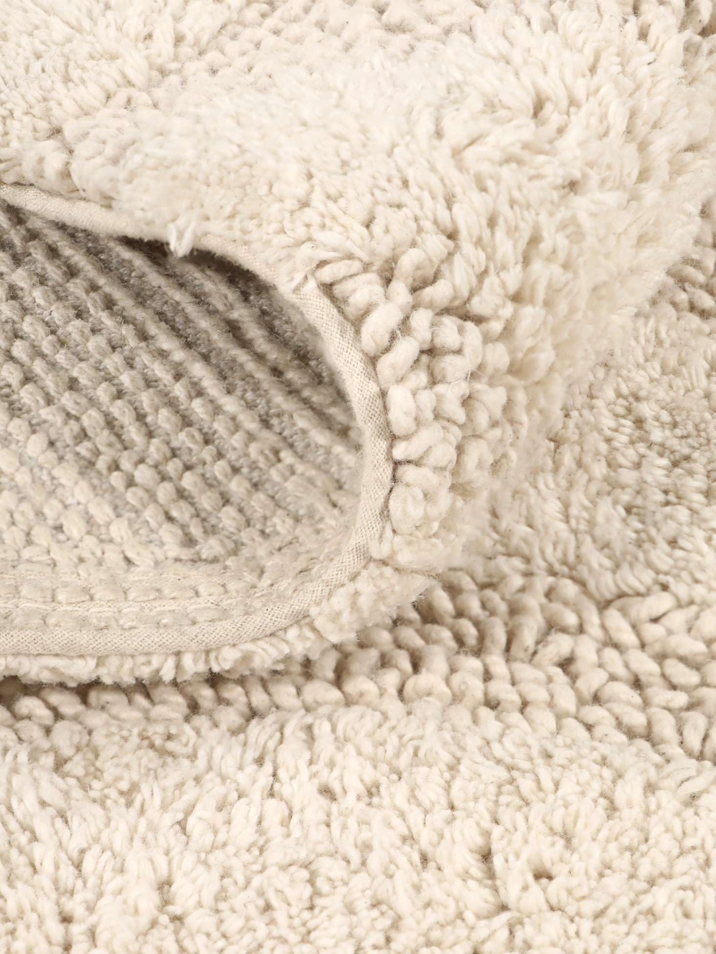 RugVista Breeze Tappetino da bagno, Rotonda, Ø 90 cm, Bianco crema Beige | Moderni, Pelo medio, Lavabile in lavatrice, Oeko-Tex 100, Antiscivolo, Bagno