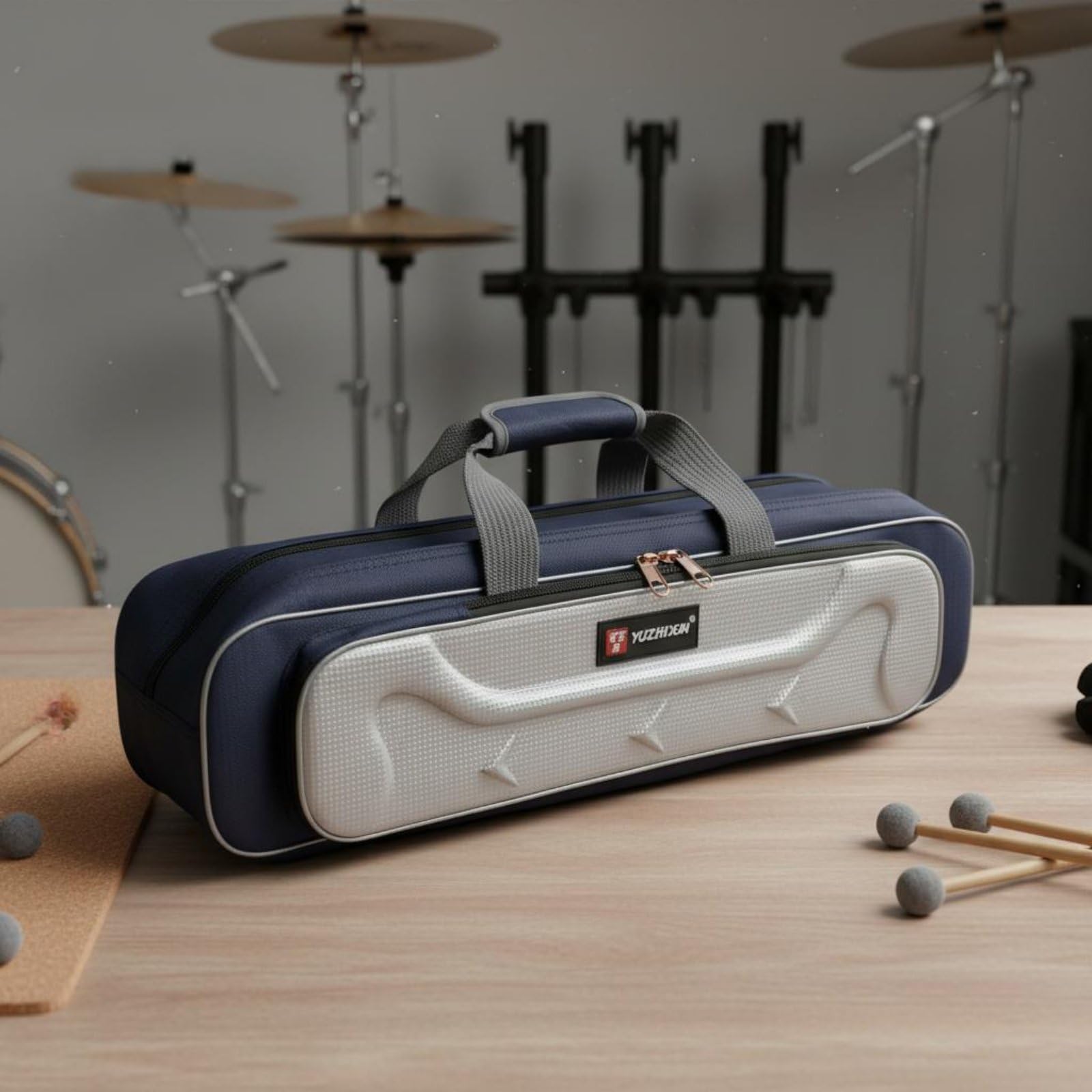 Estuche para Soportes de Percusión Bolso Funda Maleta Organizador Acolchado con Tejido Oxford y Correa Ajustable con Diseño para Accesorios Adecuado, 60x14x16cm, Bolso Doble Capa