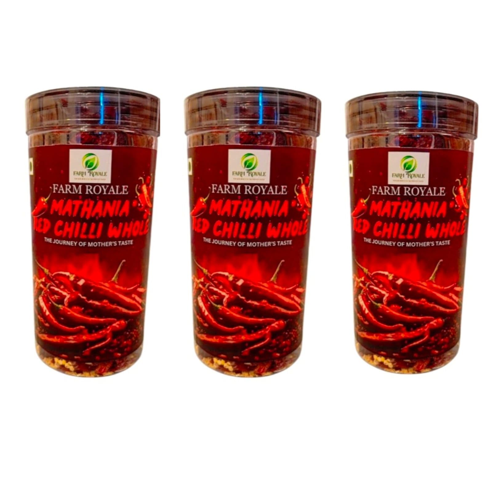 Farm Royale Mathania Stemless Red Chilli (Lal Mirch) Whole 1+1+1 Combo-(200gm +200gm + 200gm)100% Pure and Natural||Shudh||Handpicked Material||Export quality