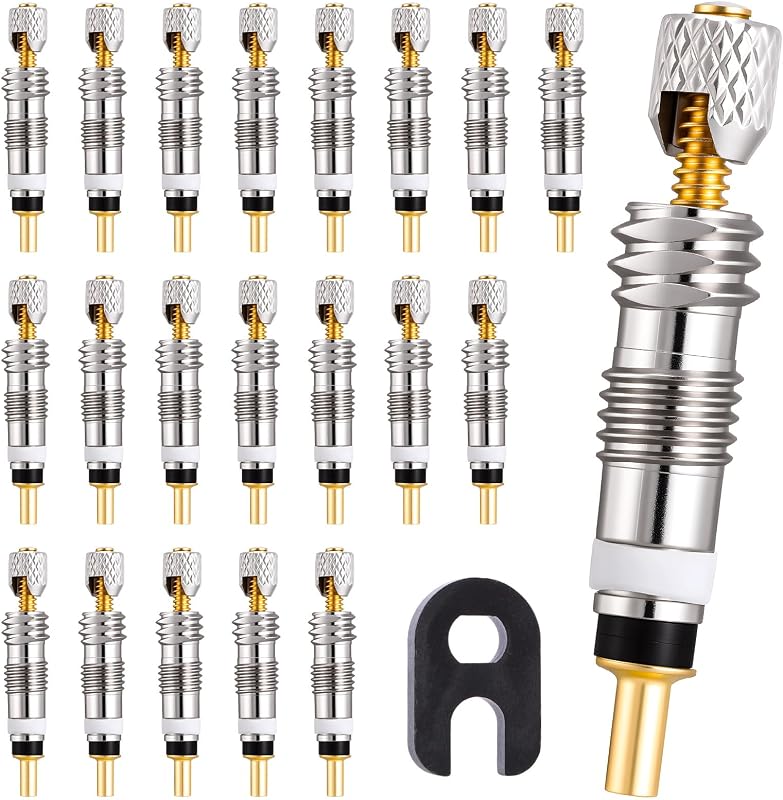 21Pcs Professional Brass Presta Valve Core & Stem - Leak-Proof Valve cores and Remover Tool Universal for Tubeless Road/MTB Bike Tires (Upgrade)