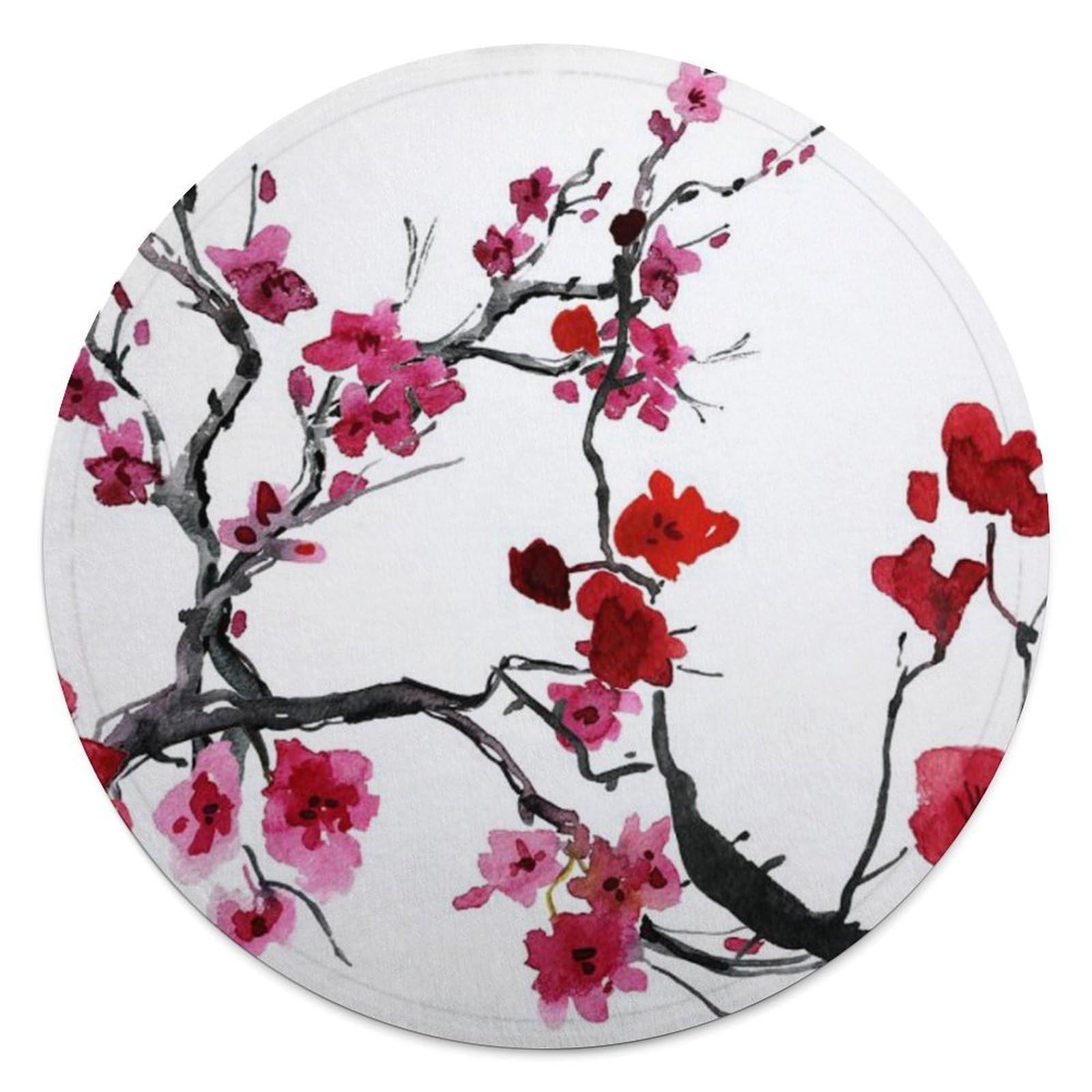 Couverture ronde en flanelle cerisier japonais 140cm pour canapé