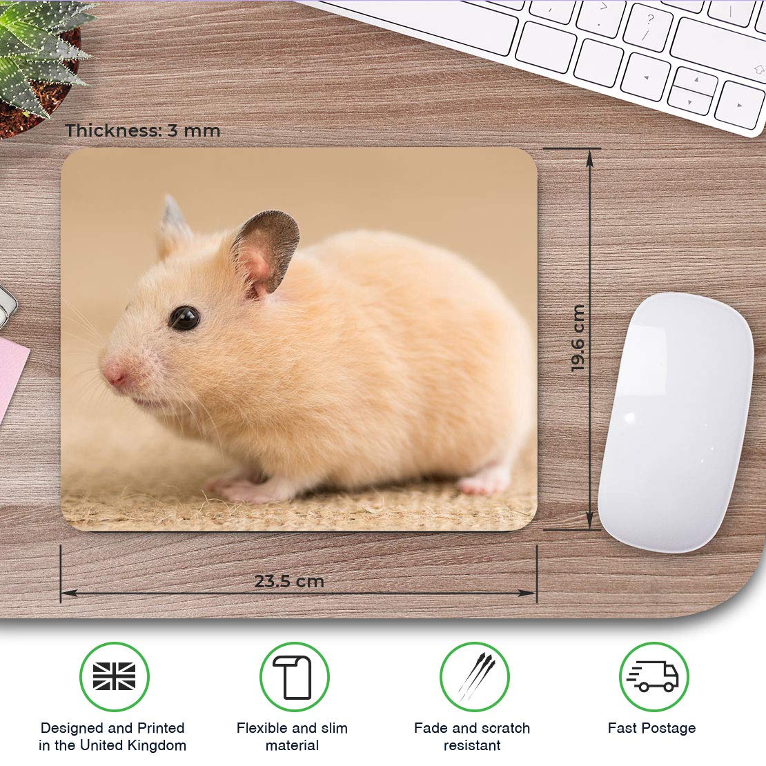 Tappetino Per Mouse Super Divertente Con Simpatico Criceto - Morbido E Antiscivolo Per PC E Computer, Idea Regalo Originale Per Bambini E Ragazzi - 23,5x19,6 Cm