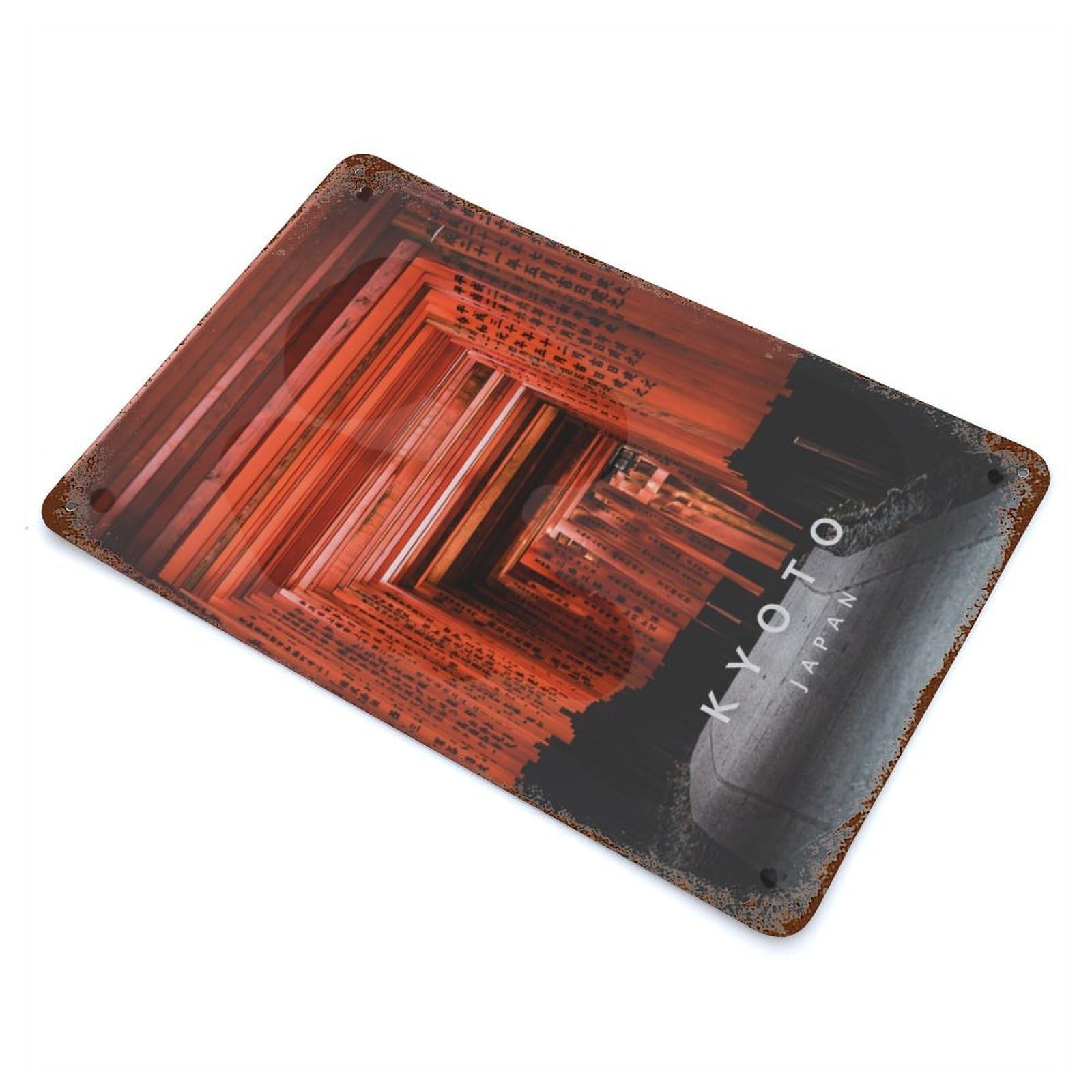 Fushimi Inari Kyoto Rusty Metal Tin Sign 11.8"x7.9", Ideal for Pub, Kitchen And Man Cave Decor