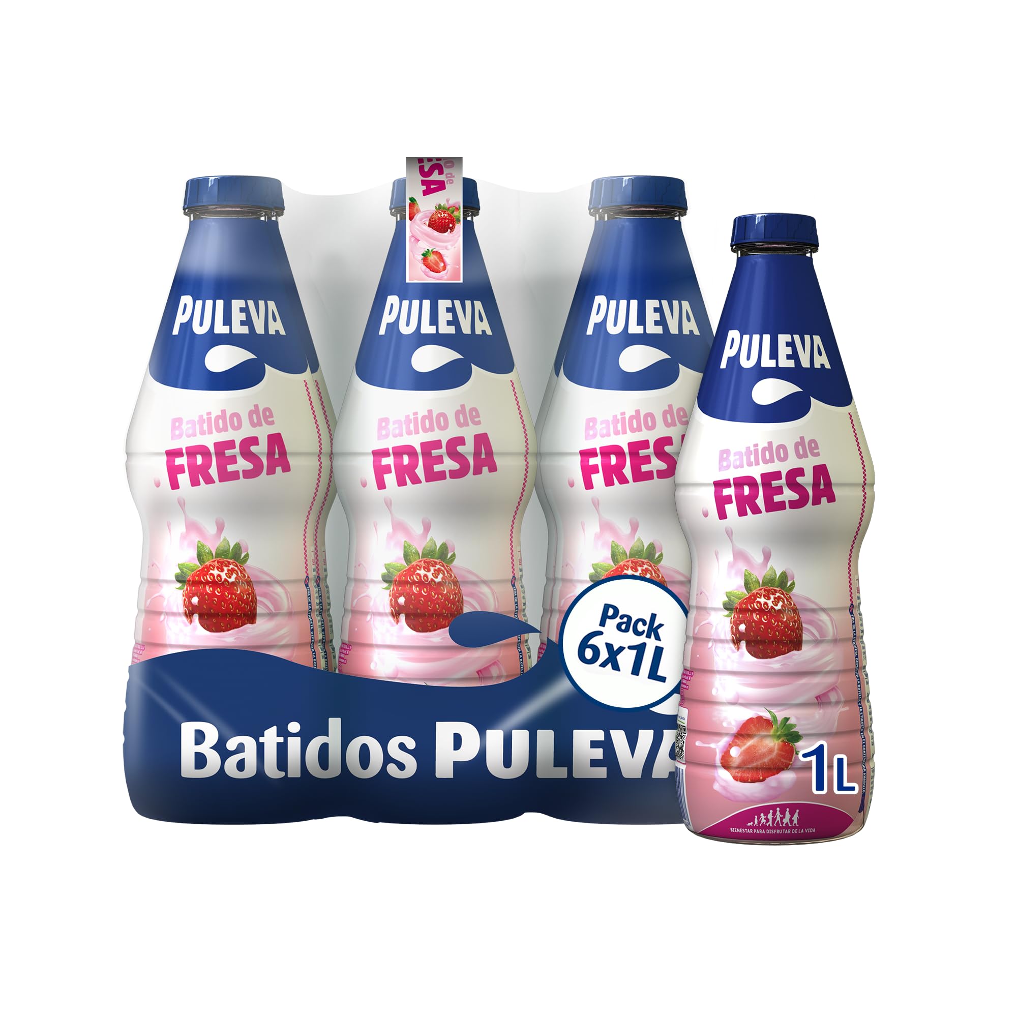 Batido Puleva de Fresa botella 1L – Pack 6 unidades