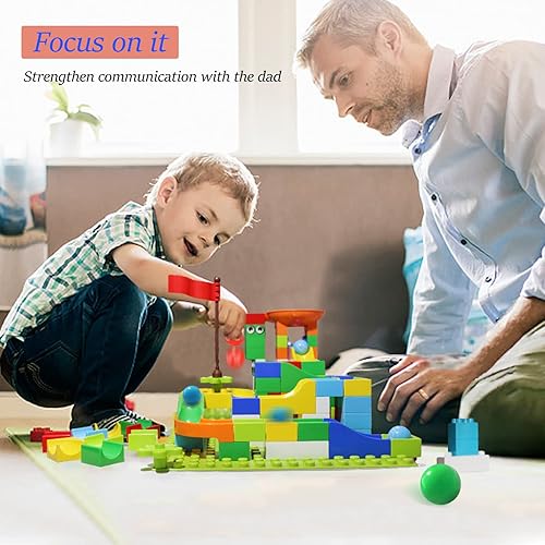 Miniatura 3 de Bloques de construcción Marble Run, juego de 145 piezas de bloques grandes clásicos STEM de ladrillos de juguete para niños compatibles con todas