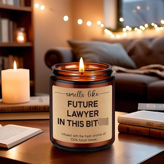 GSPY Candle, Future Lawyer, Funny Lawyer Gifts for Women, Men - Law School Essentials, Cool Graduation Gifts for Law Students, Lawyers, Graduates - Bday, Bar Exam, School Acceptance Idea for Attorney
