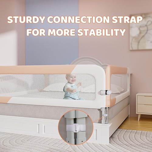 Miniatura 5 de omzer Barandillas de cama para niños pequeños para cama King  3 paquetes de barandilla de protección de cama de altura ajustable y barandilla
