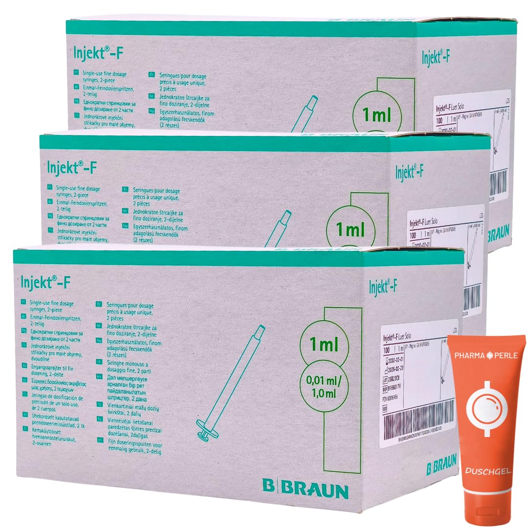 B. BRAUN Injekt-F 1 ml Zweiteilige Einmal-Feindosierungsspritze 3x 100 St I Für Klinik, Praxis, Labor I zur Injektion, Aspiration, Infusion, Ernährungstherapie I Spar-Set plus Pharma Perle give-away