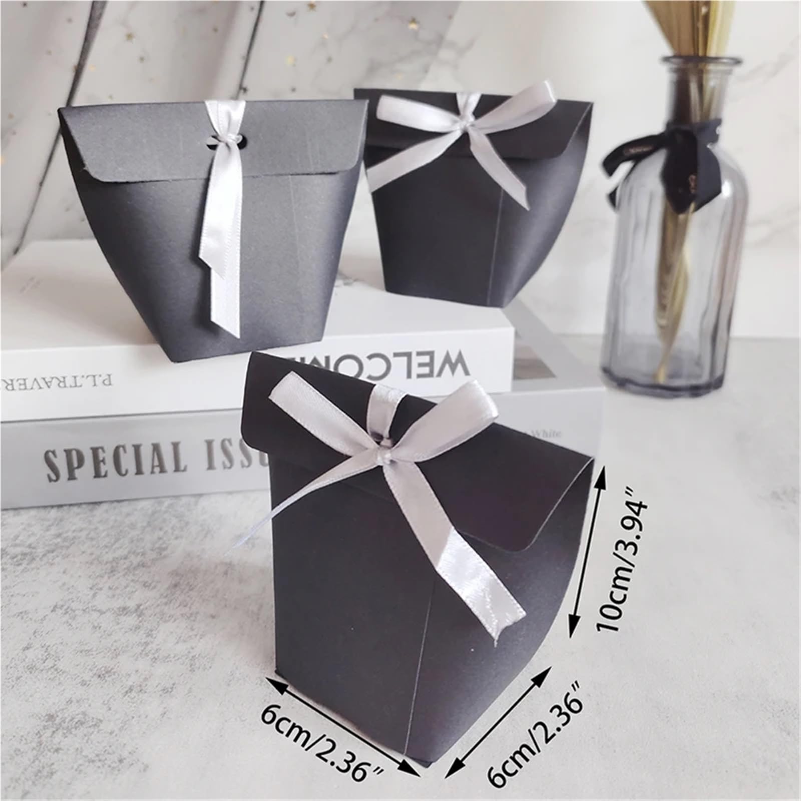 Scatoline Portaconfetti 10pcs Kraft Paper Candy Box Packaging Bag(50pcs white)