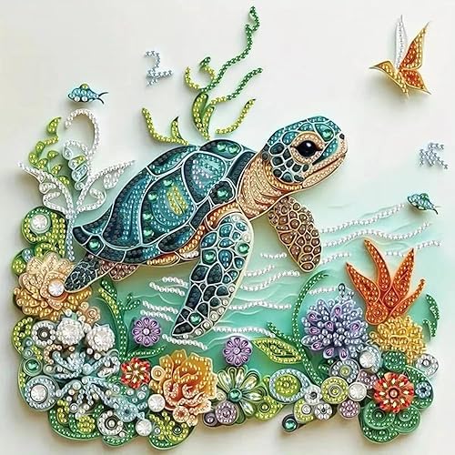 ZQEATRY Sea Turtle Animal Special Shape Diamond Art Kits for Adults,5D Diamond Painting Kits for Beginner,DIY Diamond Crystal Rhinestones Painting Kits for Home Wall Decor Gift 11.8 X 11.8inch