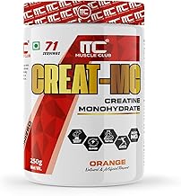 Muscle Club Creatine Monohydrate 250g – Orange Flavor – Micronized Creatine Powder for Muscle Strength, Power & Endurance – Fast Absorption – Pre/Post Workout Supplement for Men & Women