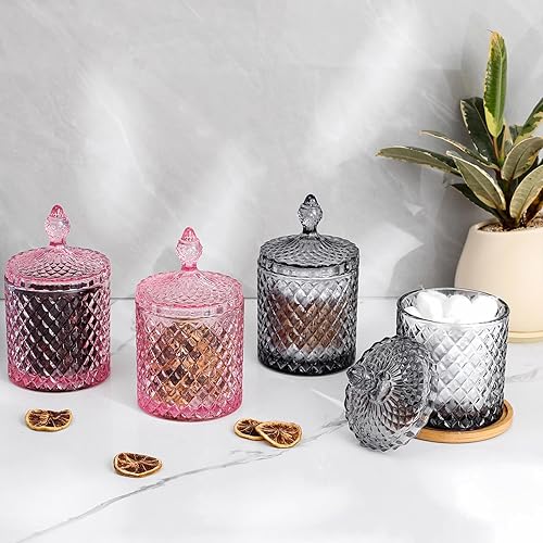 Miniatura 7 de rejomiik Qtip - Tarros de vidrio con tapa para baño, dispensador de botes de decoración, organizador de almacenamiento para hisopos de algodón,