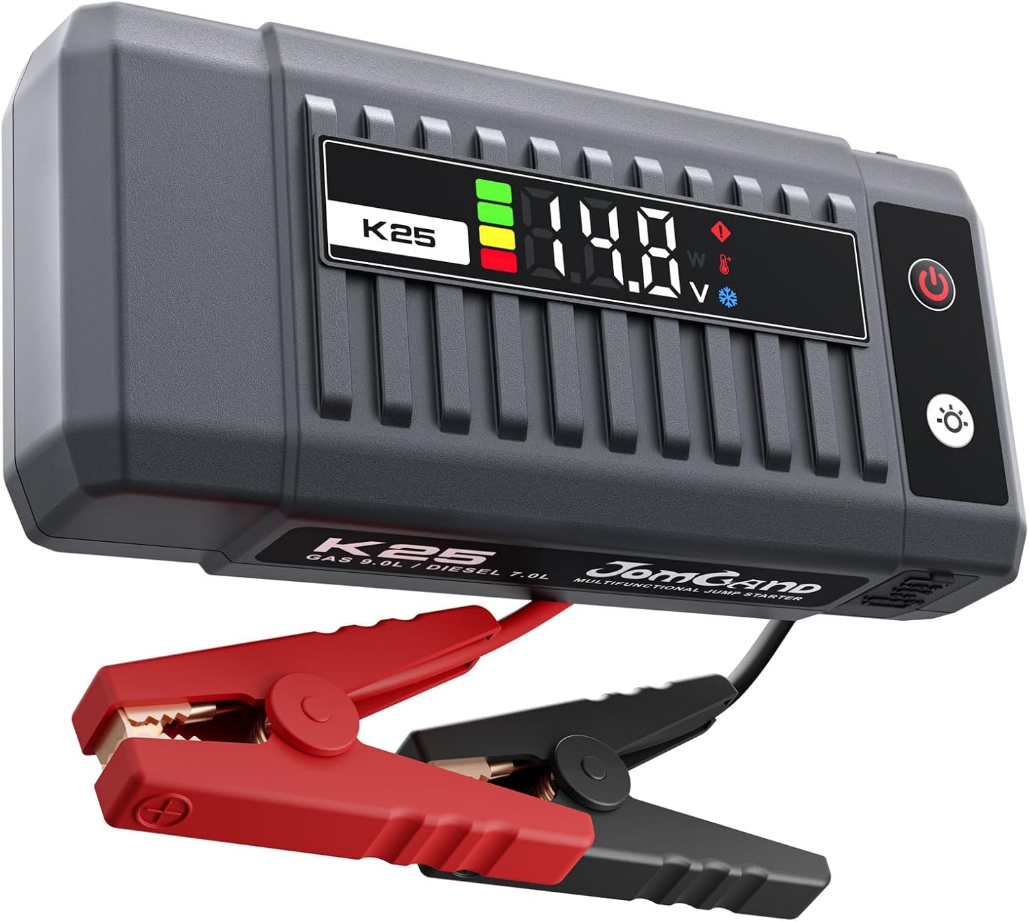 JOMGAND K25 Portable Jump Starter, 3750A 12V Car Battery Booster Pack for Upto 9.0L Gas or 7.0L Diesel Engines, Jump Box with Jumper Cable, USB/DC Charge, and 3 Mode Flashlight