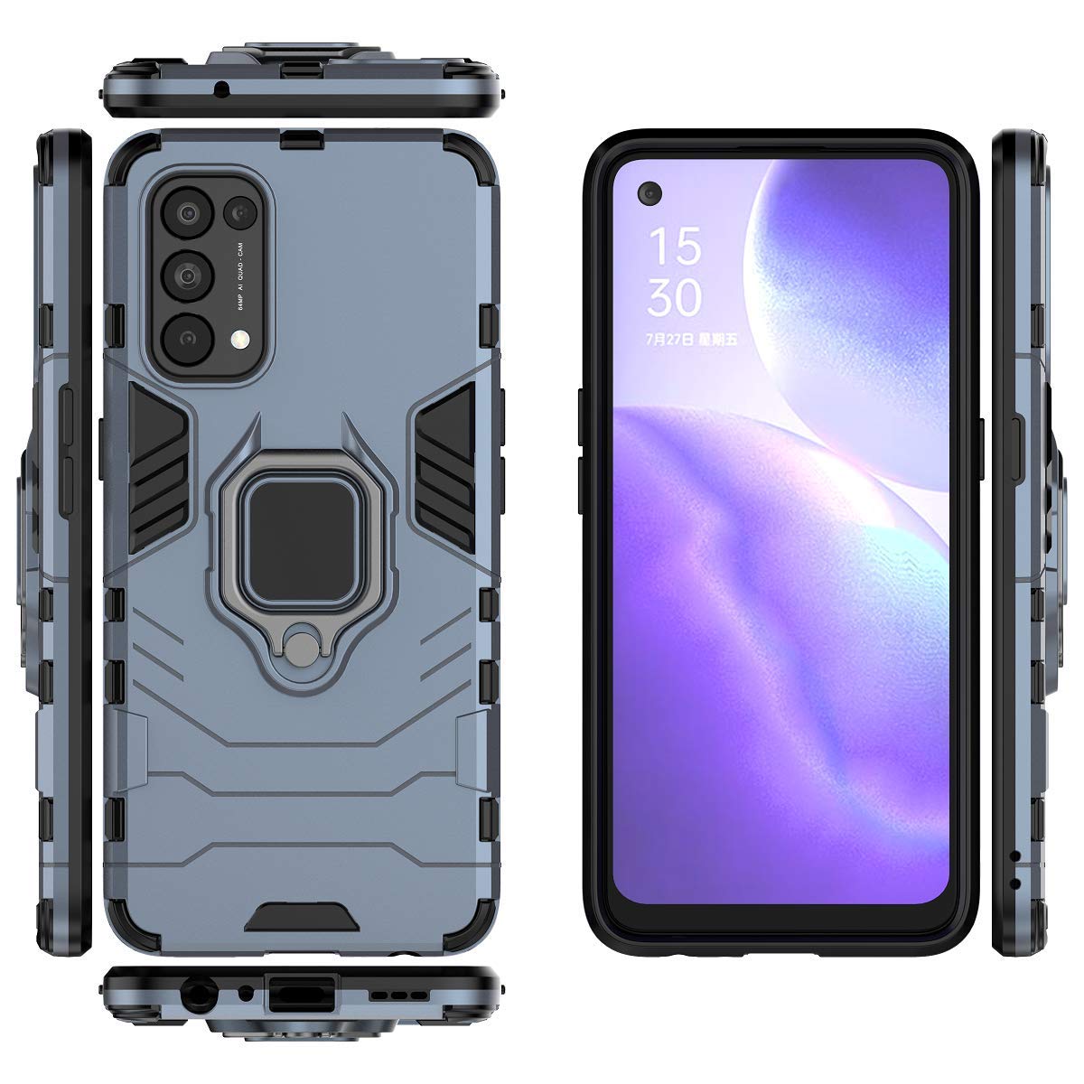 QiongNi Case for Oppo Reno 5 5G Case Cover,Magnetic Car Mount Bracket Shell Case for Oppo Find X3 Lite CPH2145 / Reno 5 5G PEGT00 PEGM00 / Reno 5K PEGM10 PEGT10 Case Blue