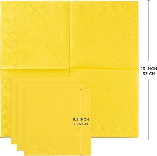 Miniatura 4 de Servilletas amarillas de papel desechables de 3 capas, para cóctel, bodas, cumpleaños, hechas en la UE, (125 unidades)
