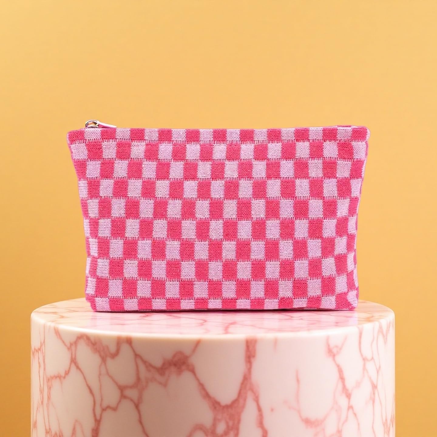 12 PACK Checkered Makeup Bags Bulk-Valentines Day Gifts/Bulk Cosmetic Bags/Large Bridesmaid Proposal Gifts/Makeup Pouch for Wedding Party Favors/Teacher/Mon/Gifts/Toiletry Travel Bags(12, Pink) - Image 9