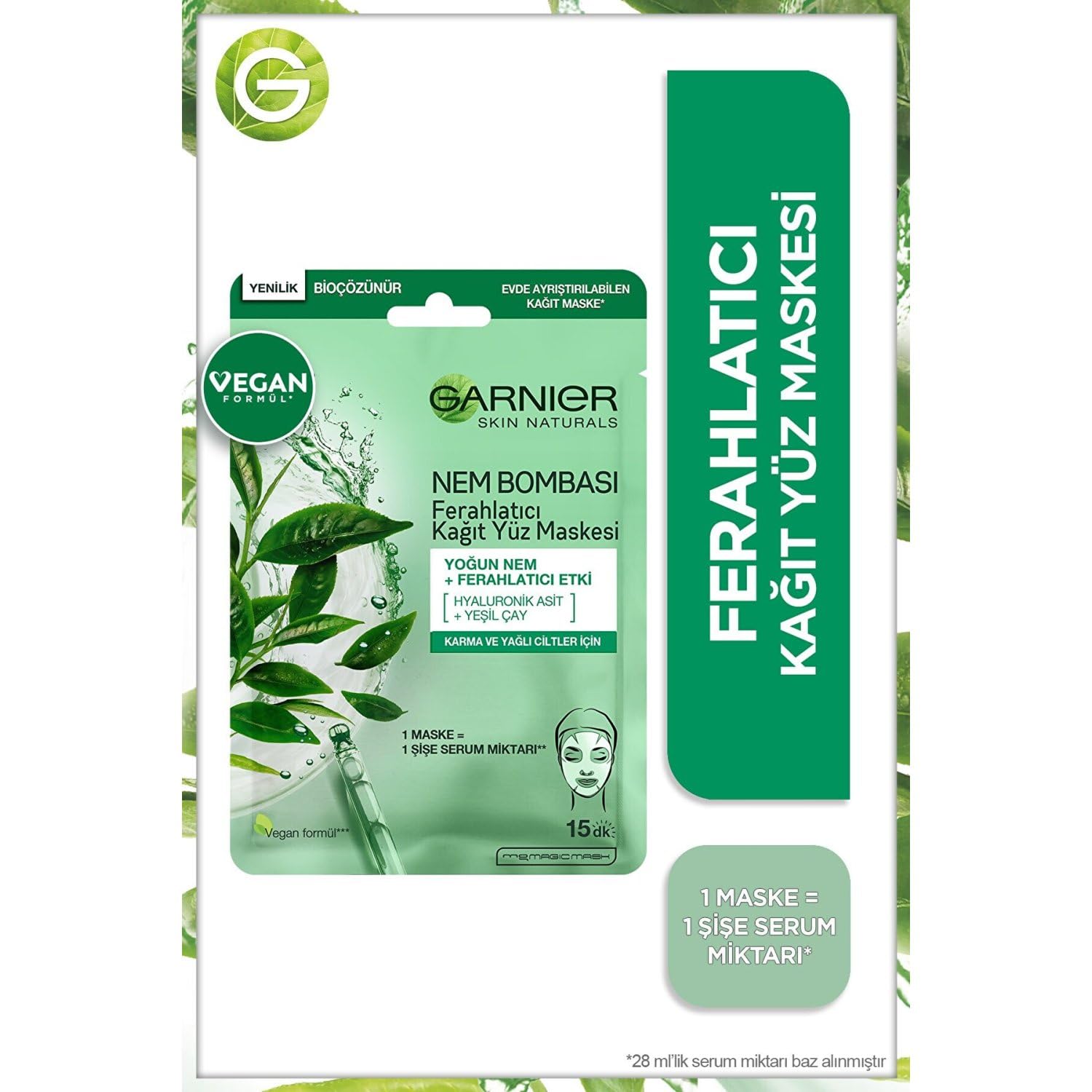 Garnier Nem Bombası Ferahlatıcı Kağıt Maske