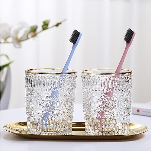 Miniatura 8 de Dispensador de jabón para platos de vidrio de 8 onzas, botella líquida transparente para manos con bomba de plástico dorado, dispensador de loción