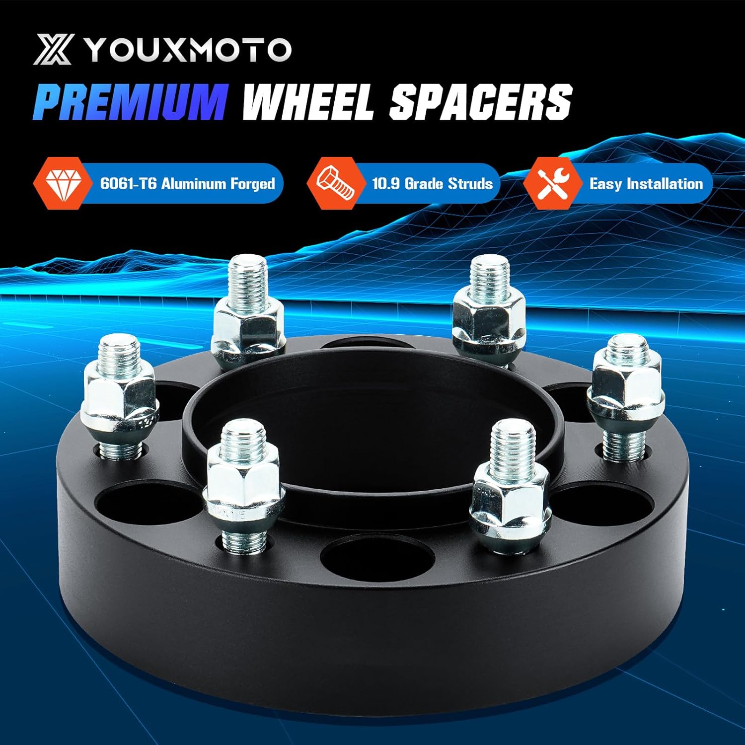 Youxmoto 6x5.5 1.25'' Hubcentric Wheel Spacers Fit for 4Runner FJ Cruiser Tacoma, 6x139.7mm Wheel Adapters 106mm Bore with M12x1.5 Studs Fit for Lexus GX460 2010-2022, GX470 2003-2009, 4 PCS
