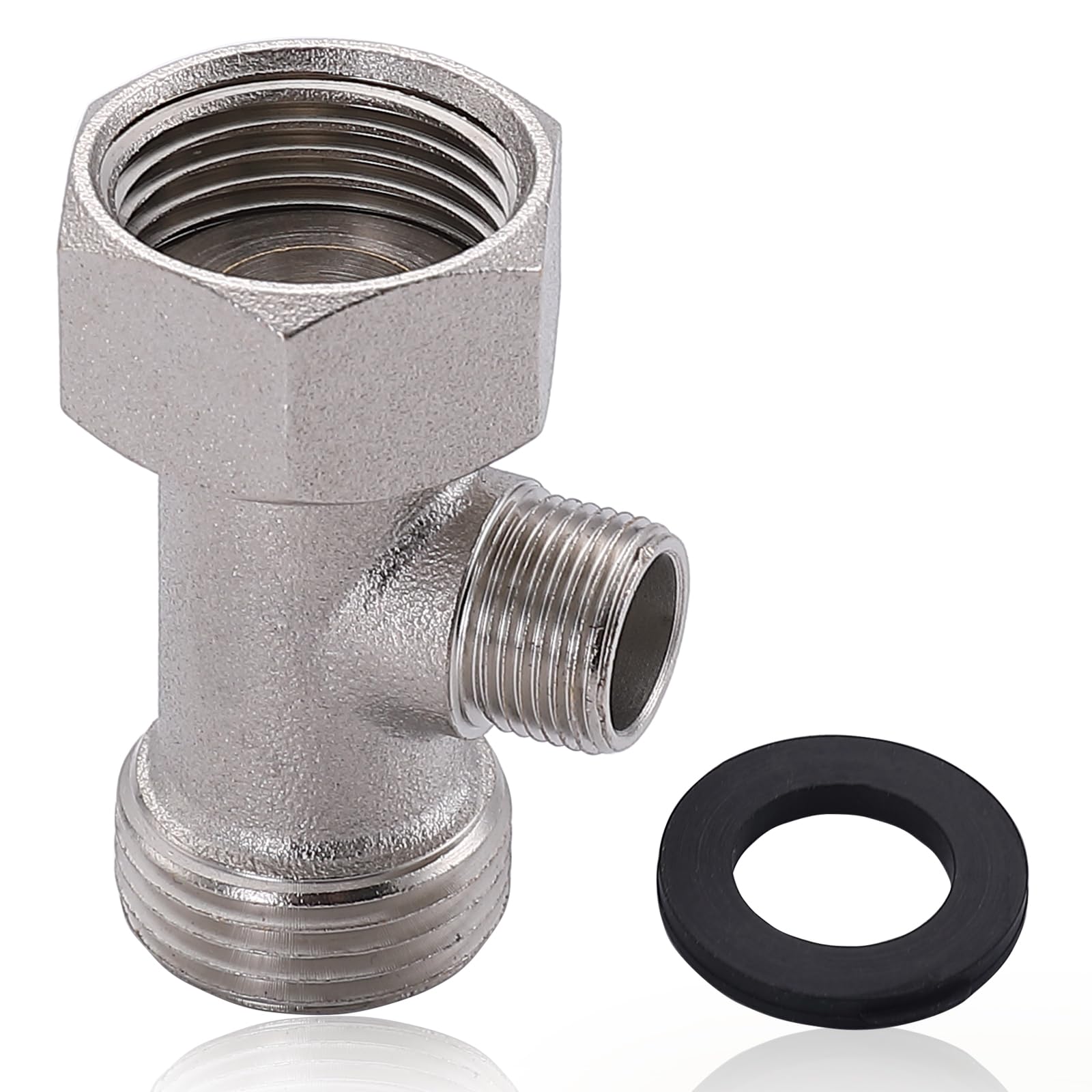 Photo 1 of Bidet T Adapter, Brass 3 Way Tee Connector (7/8"x7/8"x3/8") with Gasket, Toilet Faucet Splitter for Bidet, RV & Home Diverter Hose Fitting