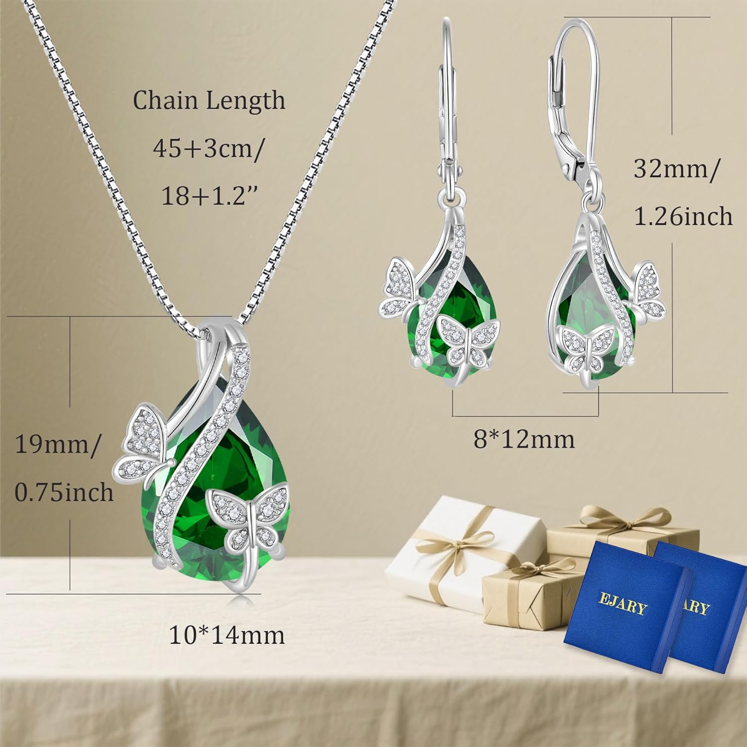 Butterfly Earrings for Women Birthstone Dangle Drop Earring 925 Sterling Silver 5A Cubic Zirconia Jewelry Mother's Day Anniversary Christmas Birthday Gifts for Her - Image 6
