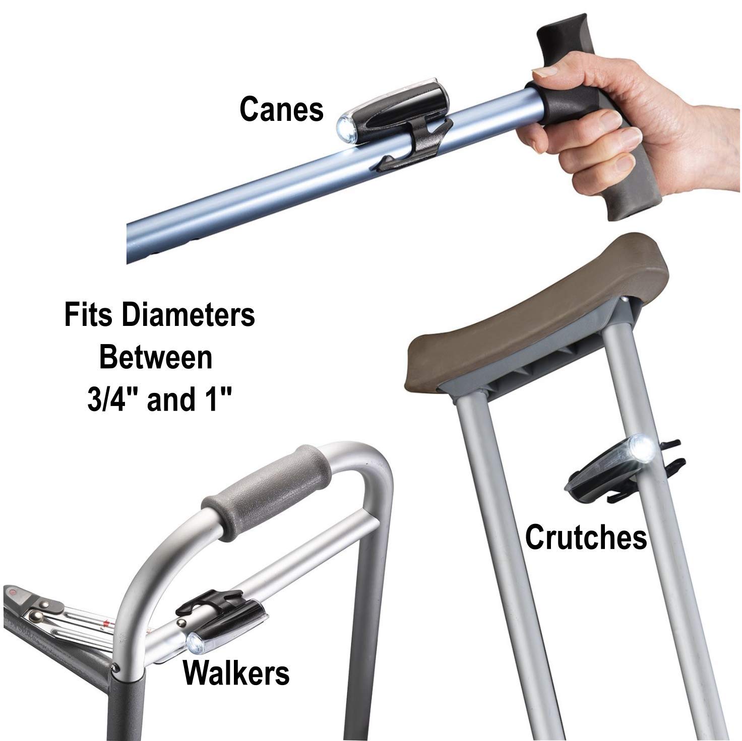 Cane Lite LED Walking Safety Light 100 Lumen ClipOn Night LED