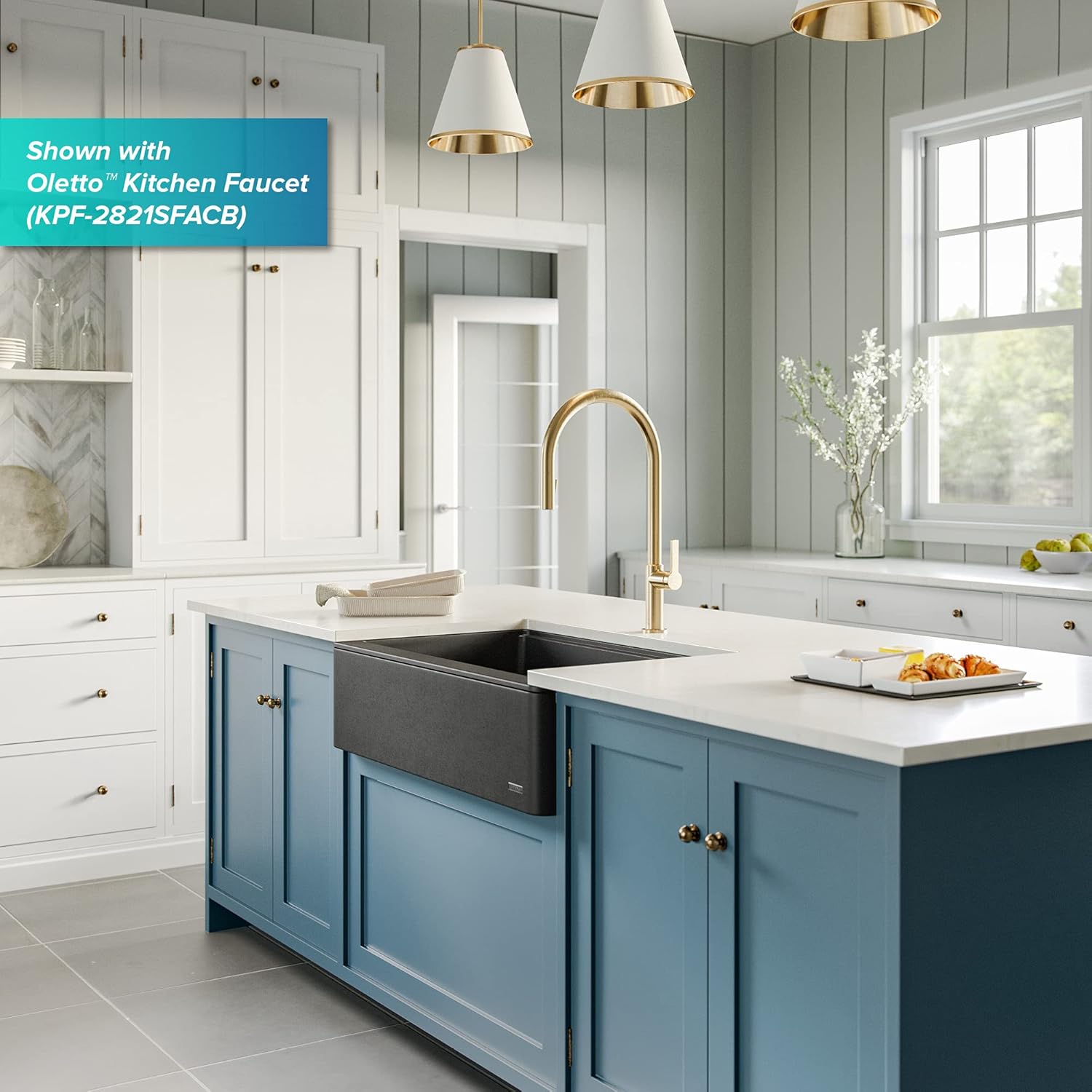 Fеаturеd Prоduсt KRAUS Bellucci Workstation 30-inch Quartz Composite Single Bowl Farmhouse Kitchen Sink in Metallic Black, KGF2-30MBL