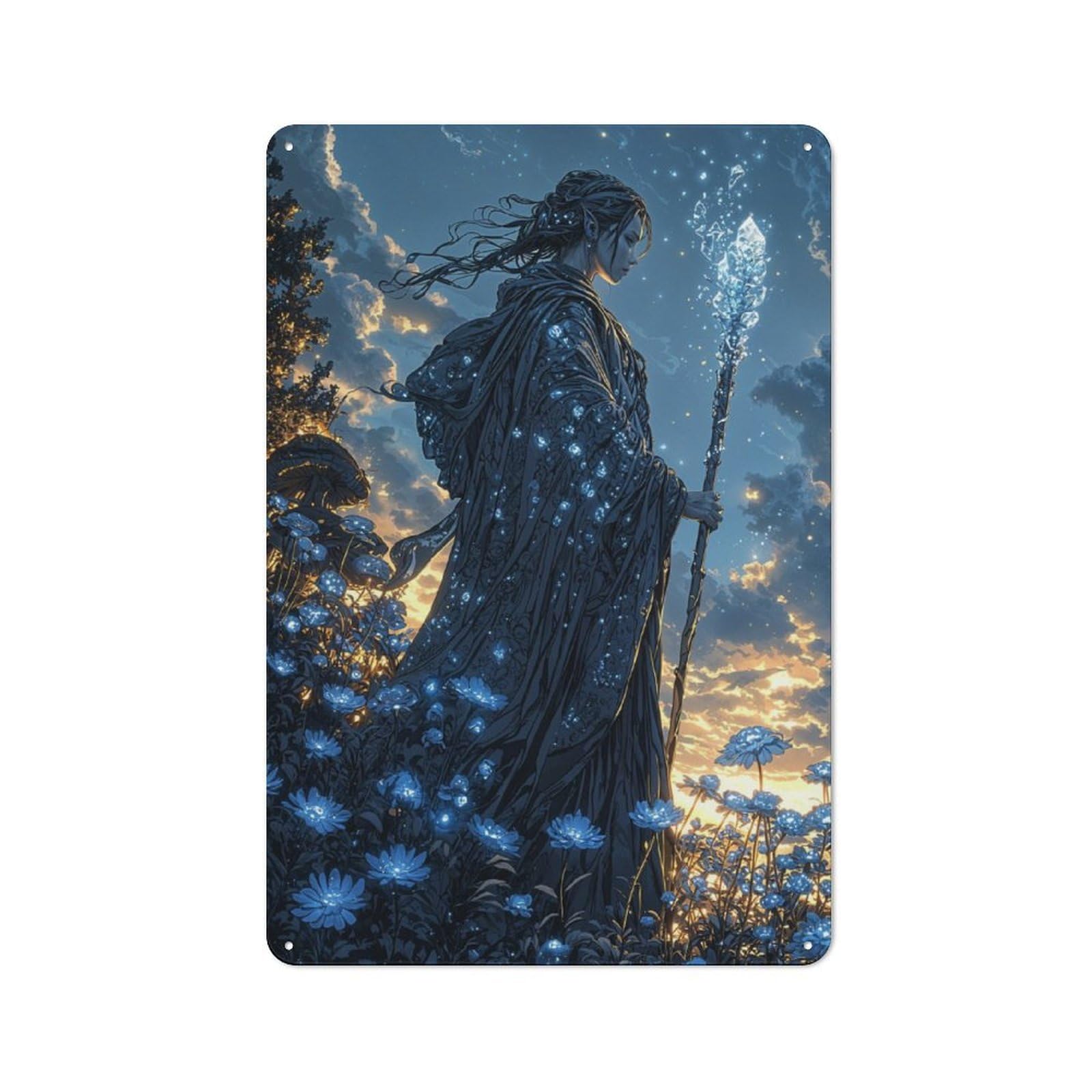 Junmoney Elven Mage In A Field Rustic Metal Sign 30X20cm For Lounge Or Reading Corner, For Reading Corner Decorators